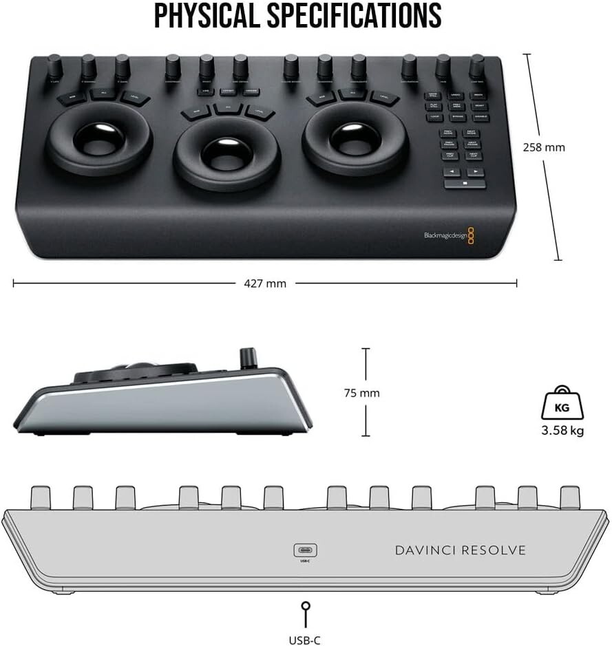 Blackmagic design Control Panel DaVinci Resolve Micro Panel USB Bus Powered New