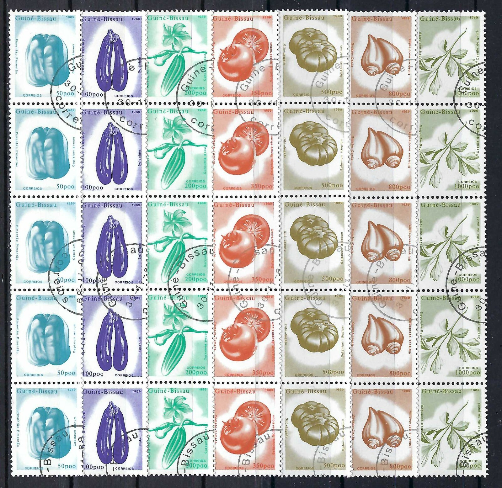 Wholesale Guinea-Bissau - 1989 7v. x 5 CTO NH Vegetables Food  Nature