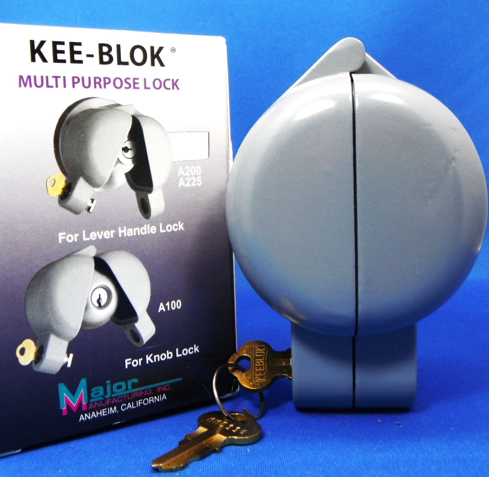 door knob key hole cover metal home/business safety security lock NEW “KEE-BLOK”