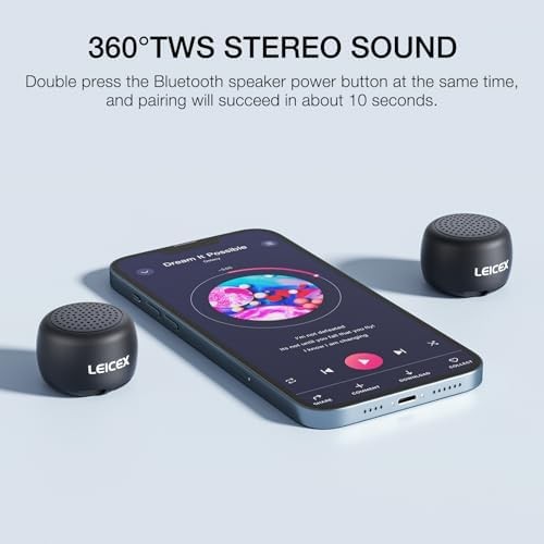 LEICEX Mini Bluetooth Speaker, Small Tiny Portable Bluetooth 5.0 Speakers Perfec
