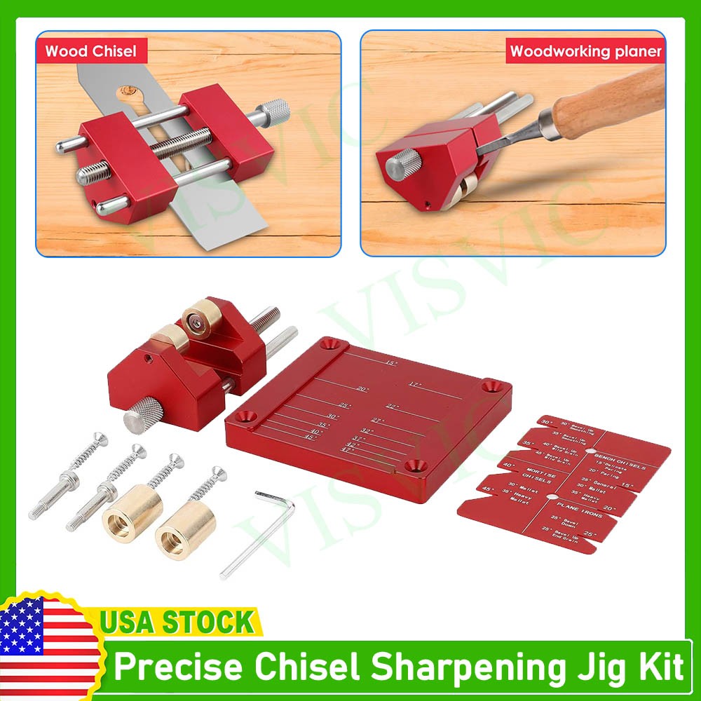 Precise Chisel Sharpening Jig Kit Honing Guide System Fits Woodworking Chisels