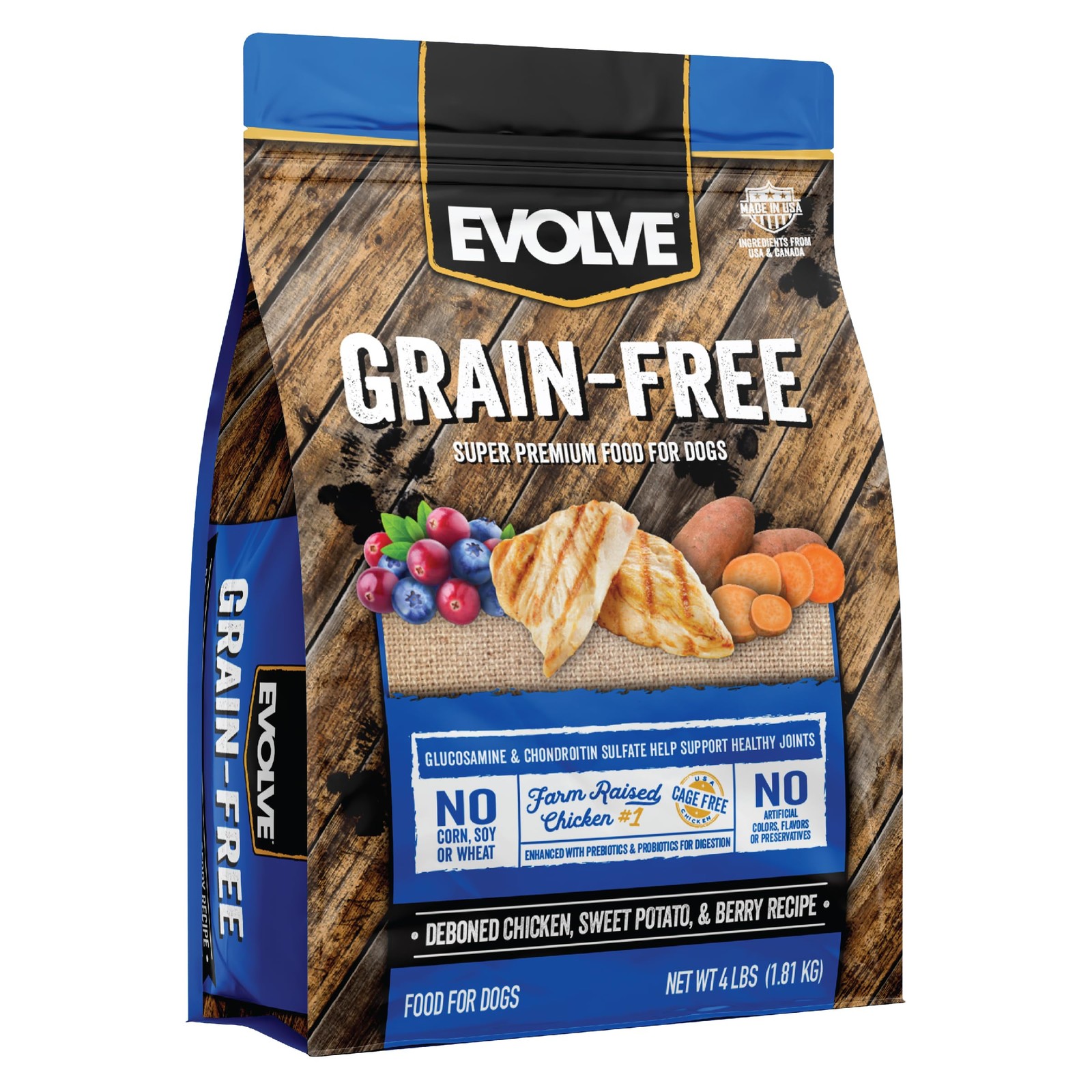 Evolve Grain Free Deboned Chicken Sweet Potato Berry Recipe Dry Dog Food 4lb