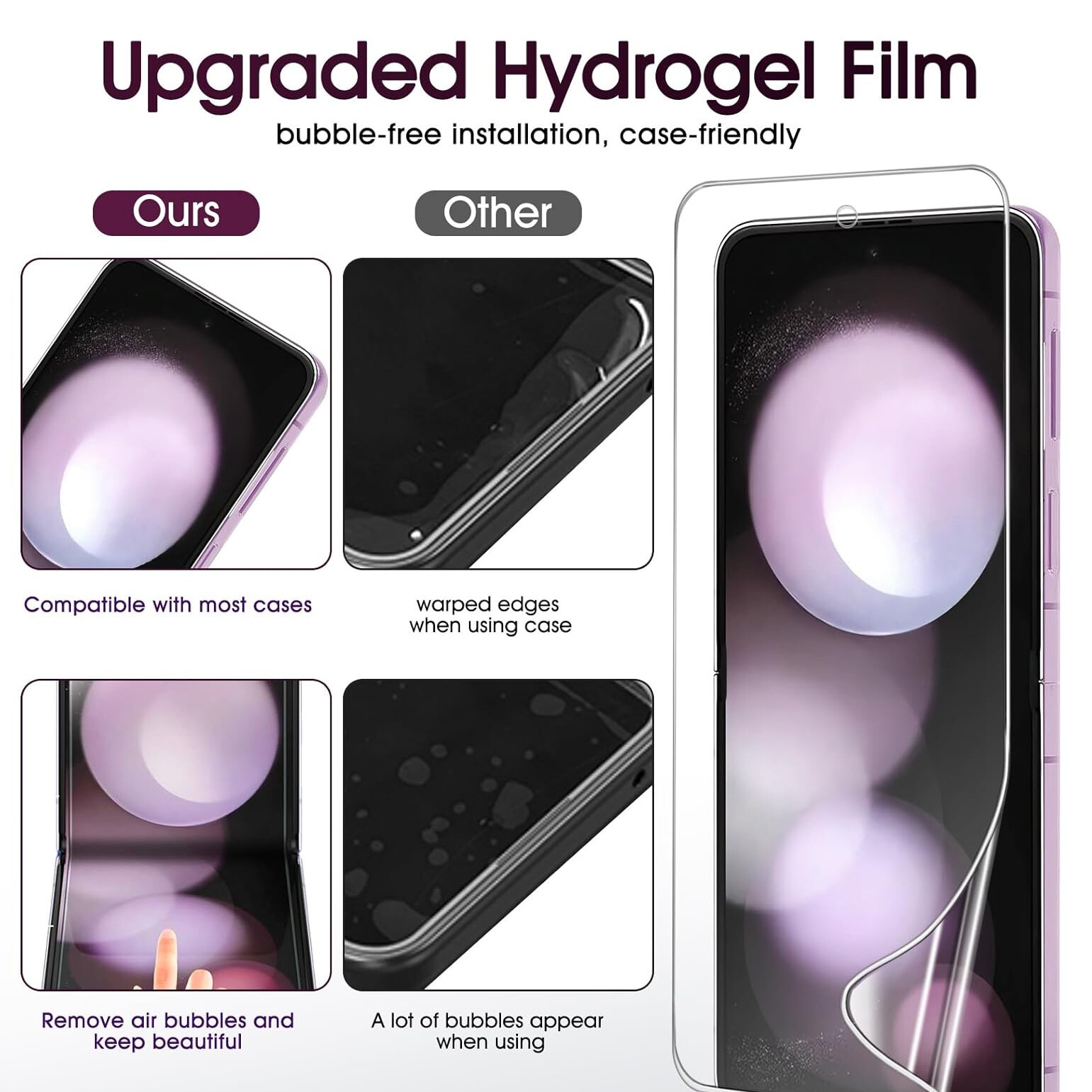 2 × For Samsung Galaxy Z Flip 7 6 5 4 * Front + Back * Hydrogel Screen Protector