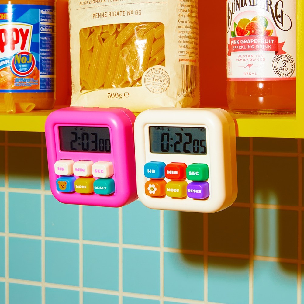 Wiggle Wiggle Digital Kitchen Timer Magnetic Countdown Alarm Clock White