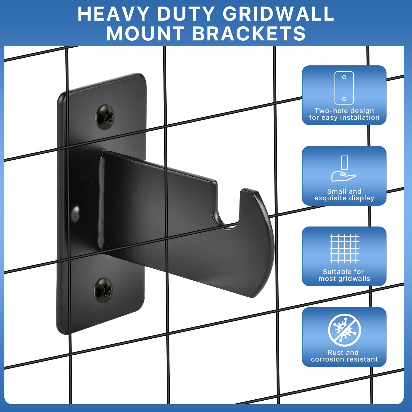24 Pcs Gridwall Mount Brackets Metal Grid Wall for Grid Panels Black Grid Wal...