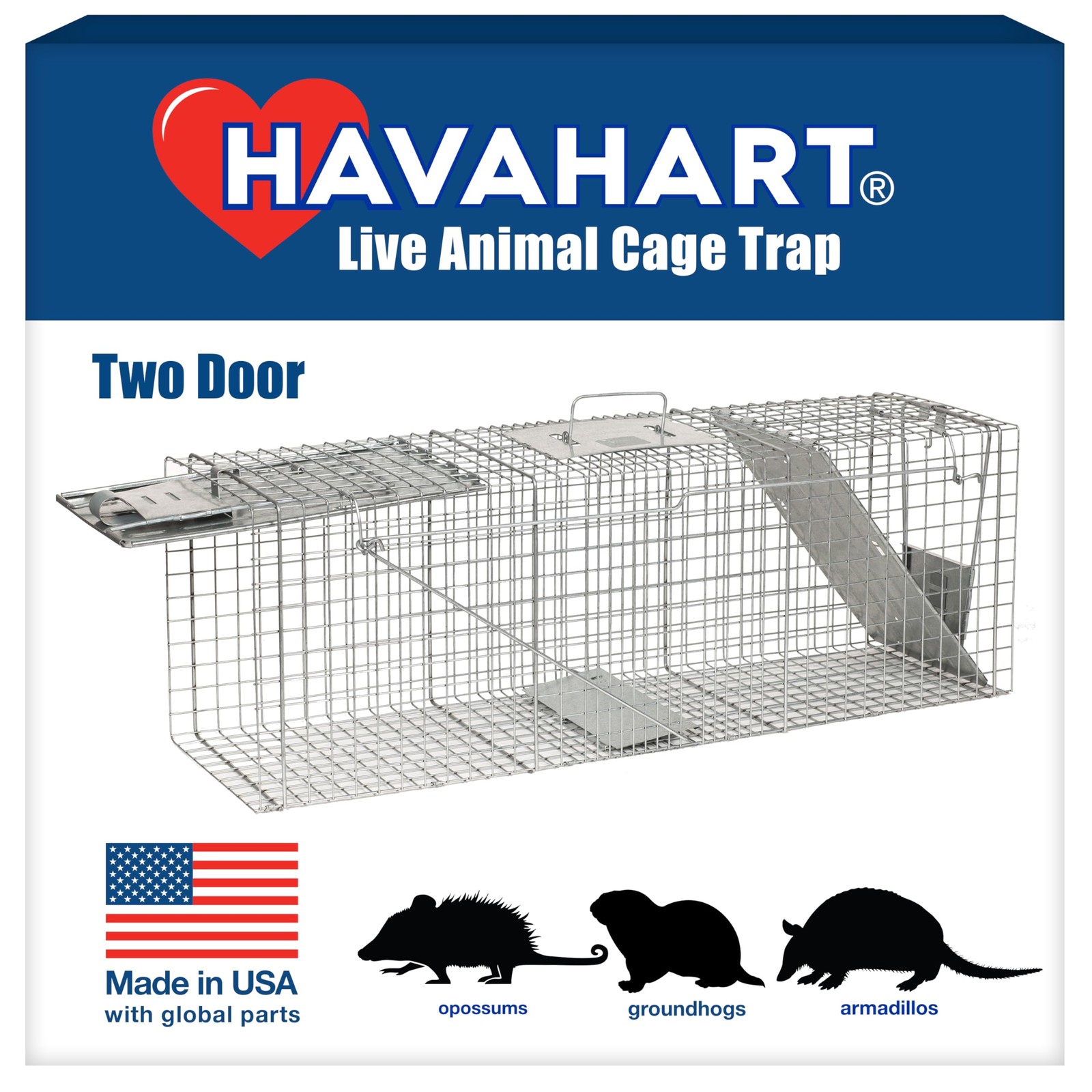 Havahart Large 2 Door Humane Catch and Release Live Animal Trap for Armadillos,