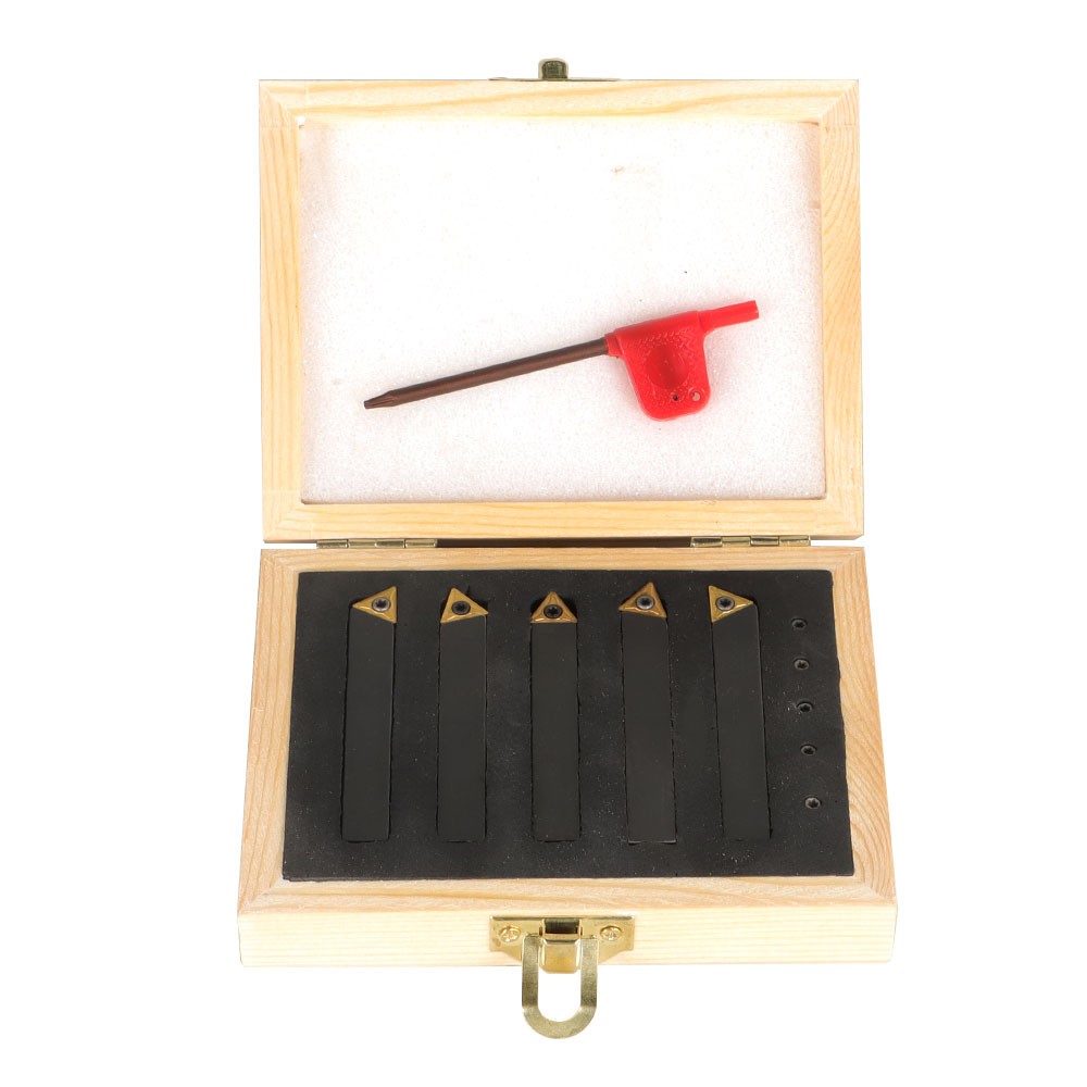 5 Pcs 3/8" Indexable Carbide Insert Turning Tooling Bit Holder Set For Lathe