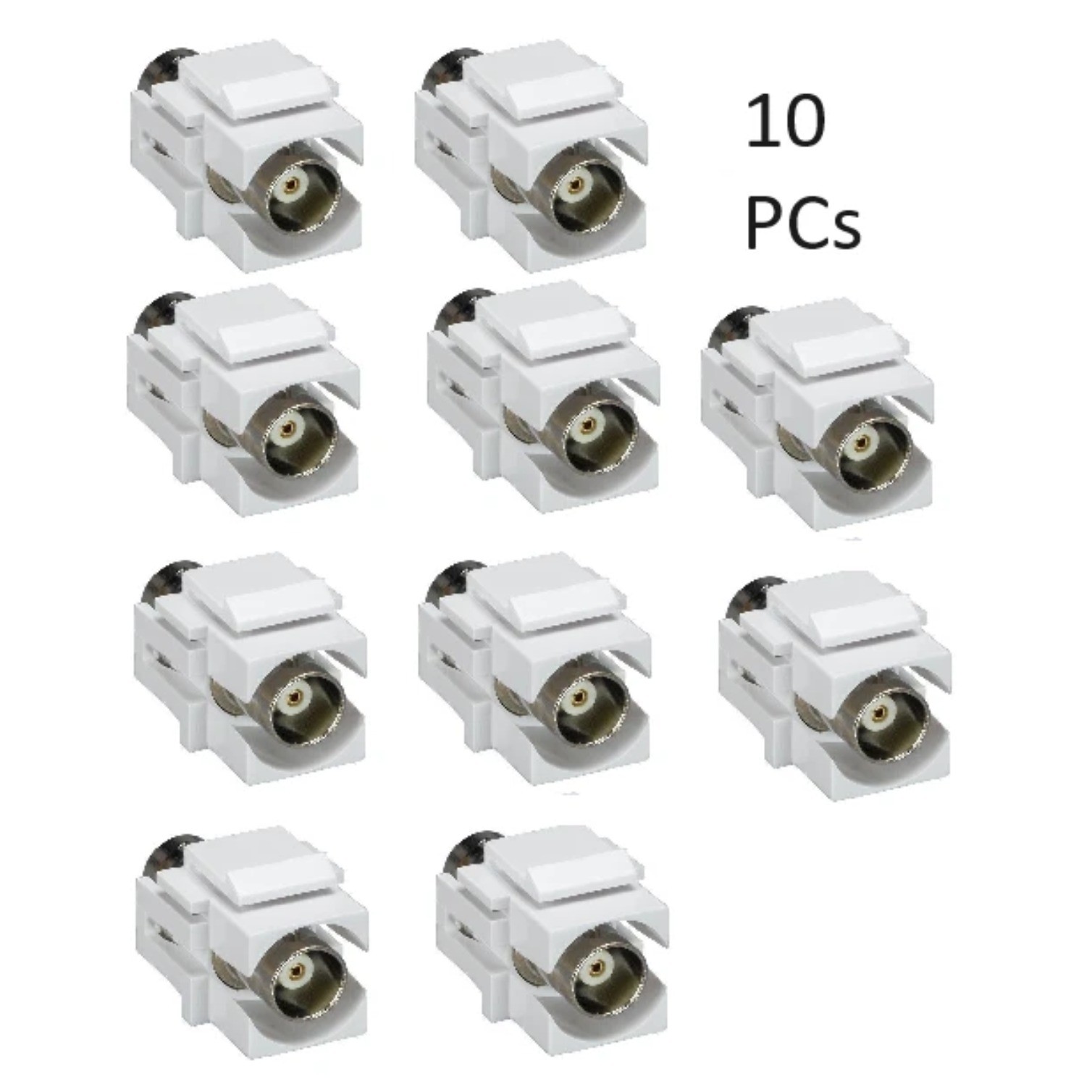 10 Pcs BNC Female Coax Connector Coupler Keystone Jack Snap In Insert Wall Plate
