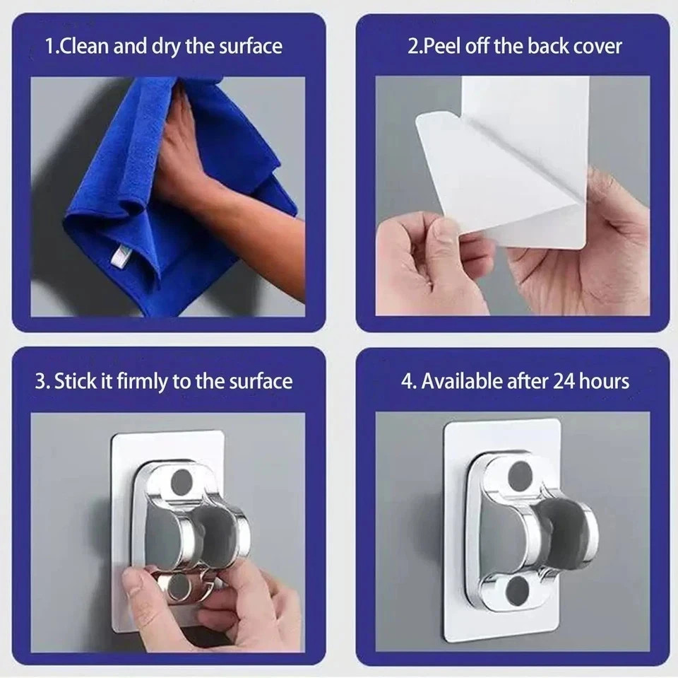 Self Adhesive Shower Head Holder Adjustable Wall Mount Handheld Shower Bracket