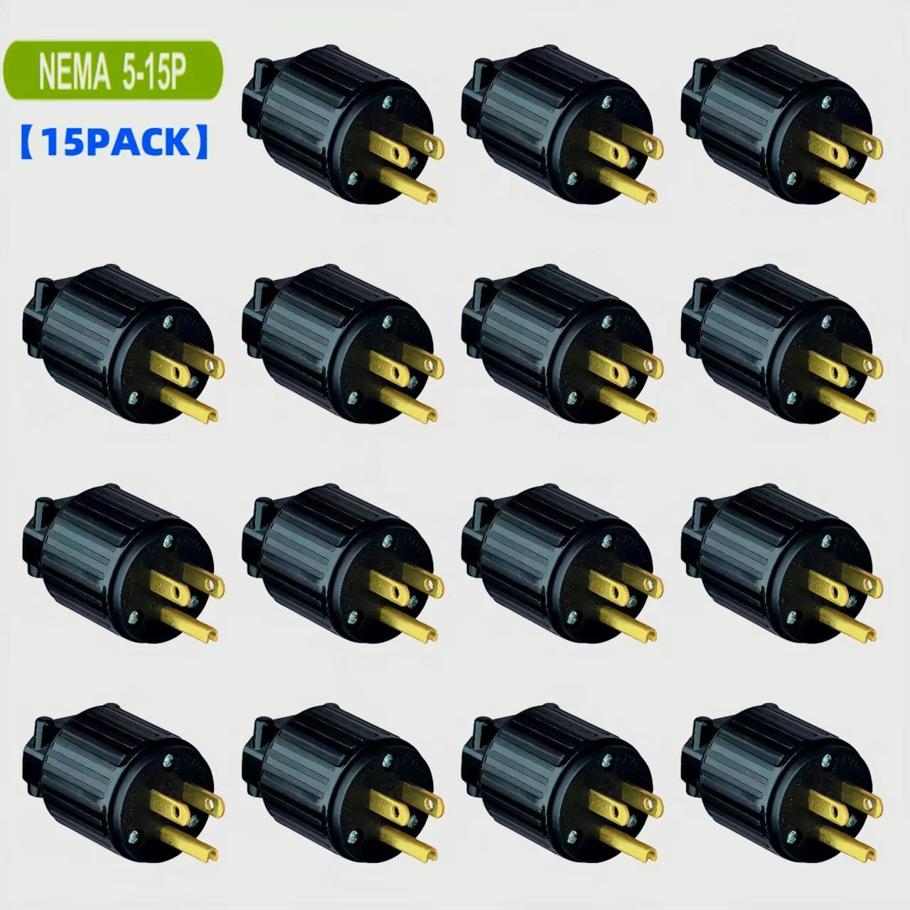 NEW (15Pack) Heavy Duty USA NEMA 5-15P 15Amp 125Volt  AC Power Plug Connector