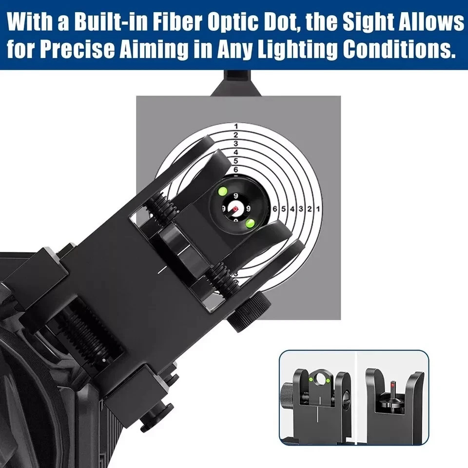 45 Degree Offset Fiber Optic Iron Sights,Flip Up Front Rear Sites with Red&