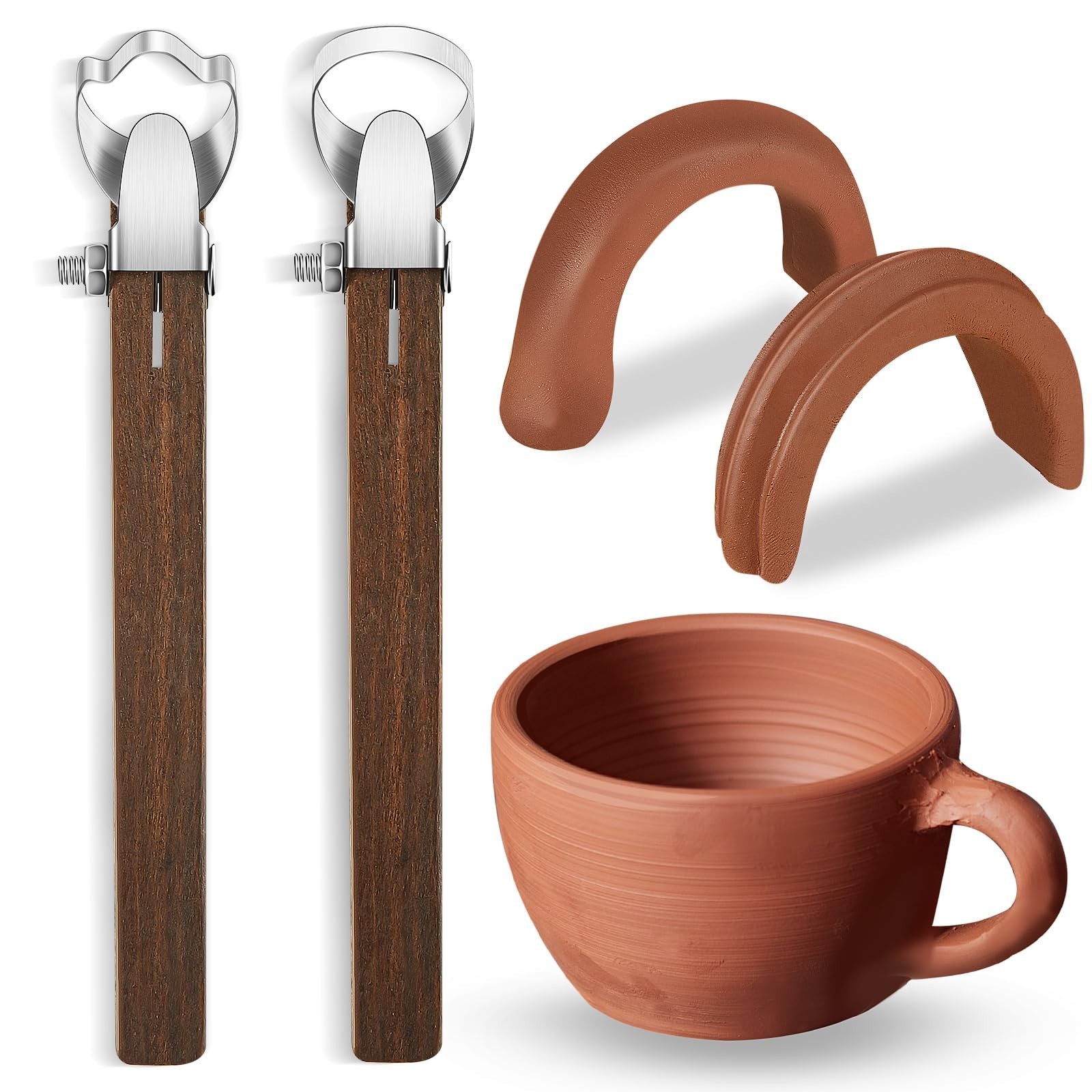Therwen 2 Pcs Sculpture Scraper Pottery Carving Tool Pottery Cup Handle Shape...