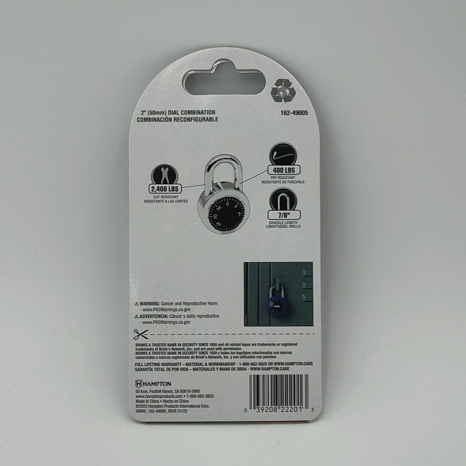 ✅🔒👀Brinks Padlock Lock Standard Security 3 Dial Combination 162-49005📸SEE📏📸