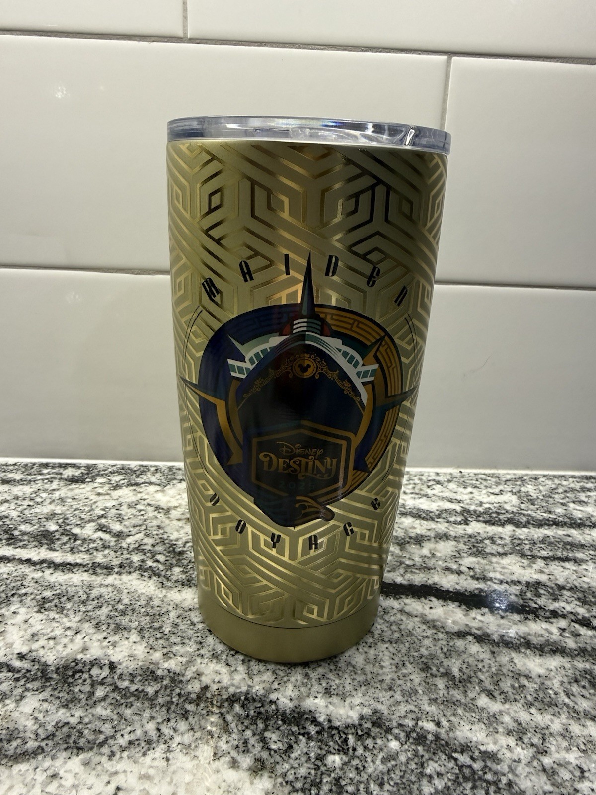 Brand New Disney Destiny Maiden Voyage Gold Stainless 18oz Tumbler with Lid