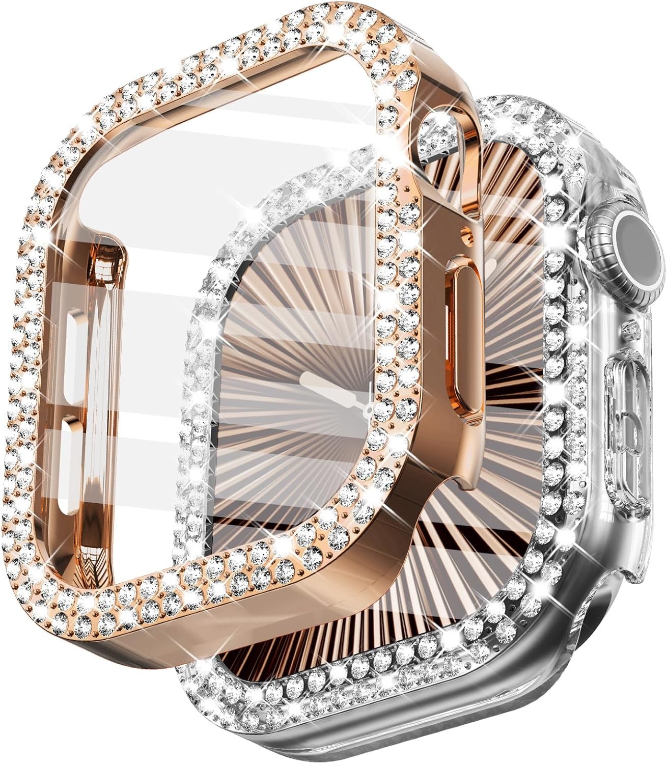 2 Pack Screen Protector for Apple Watch Series 11 10 46mm Bling Diamond Bumper