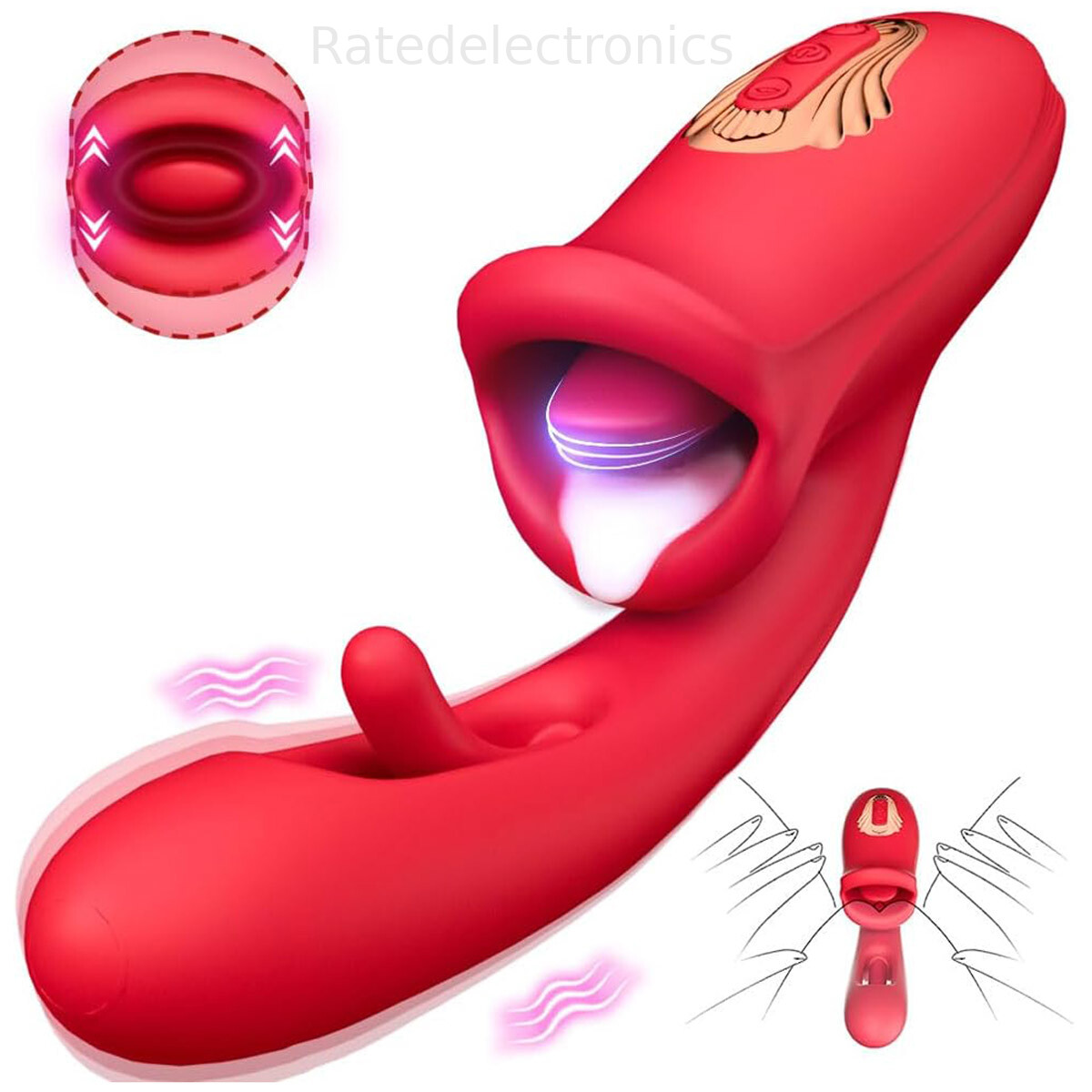 Flapping & Vibrating & Licking Clitoral G Spot Vibrator Tongue Sex Toy for Women