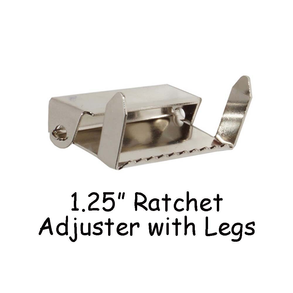 10 - 1.25" Ratchet Adjusters with Legs / Adjustable Suspender Slides - Nickel