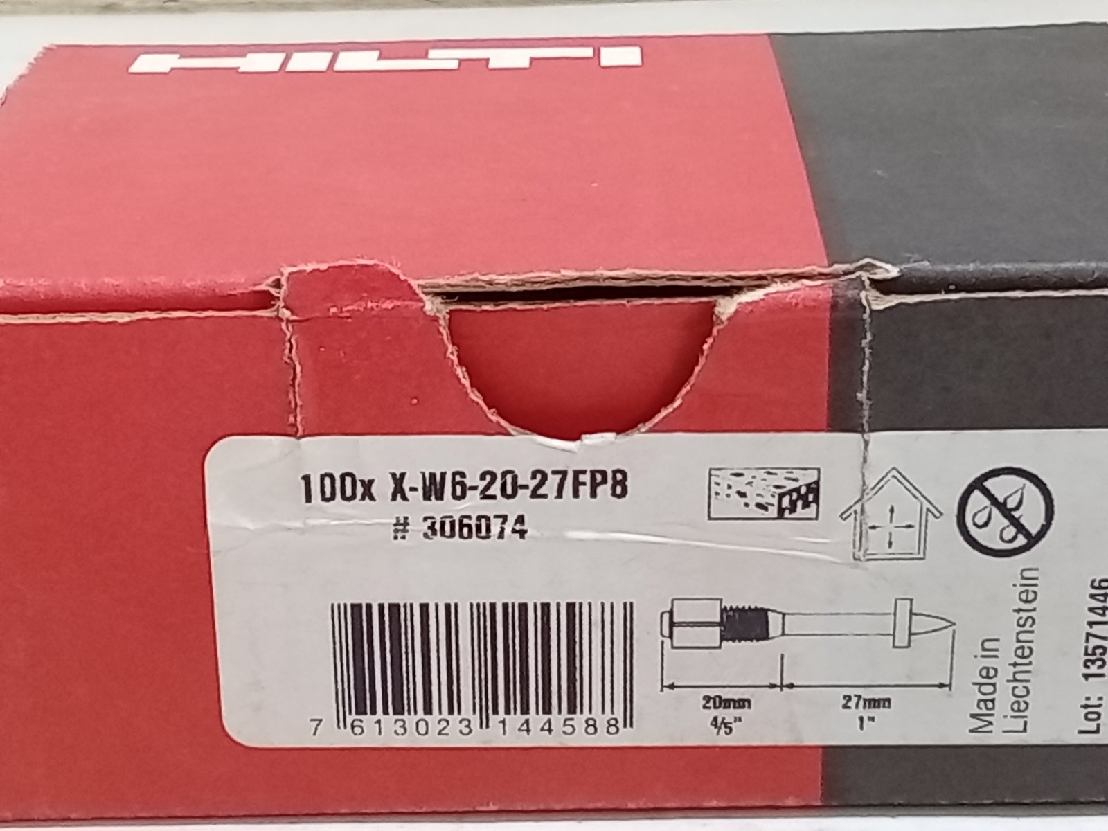 Hilti 100x X-w6-20-27FP8 (G8E)