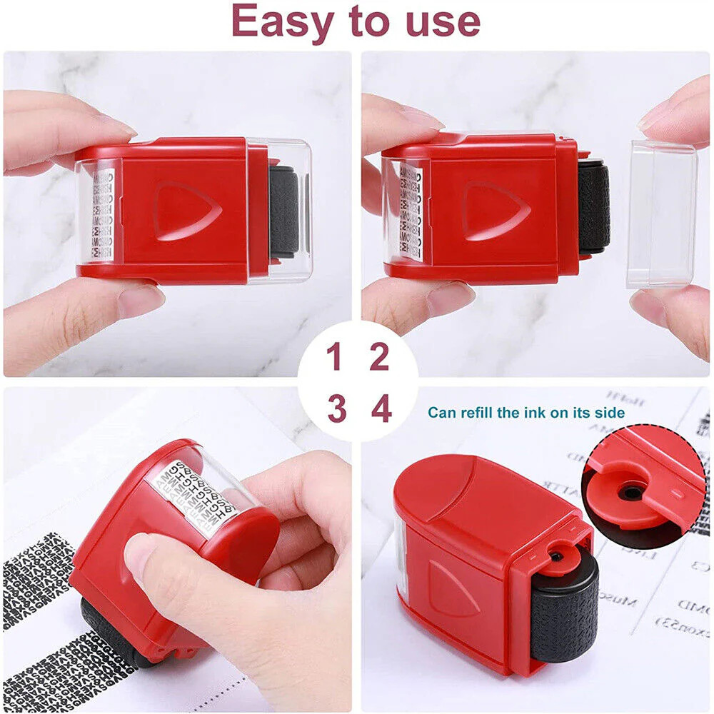 Identity Theft Protection Roller Stamp for Workshop (Red)