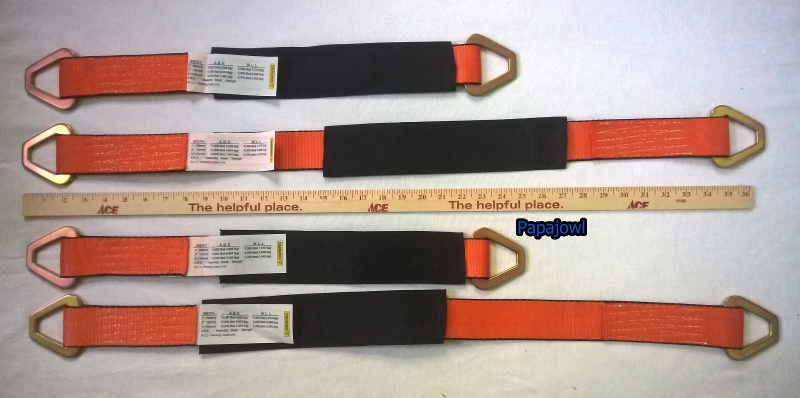 Set Of 4 AUTO TRUCK Tie Down Axle Straps 2 24"  2 36" Trailer Car 10,000# 10K