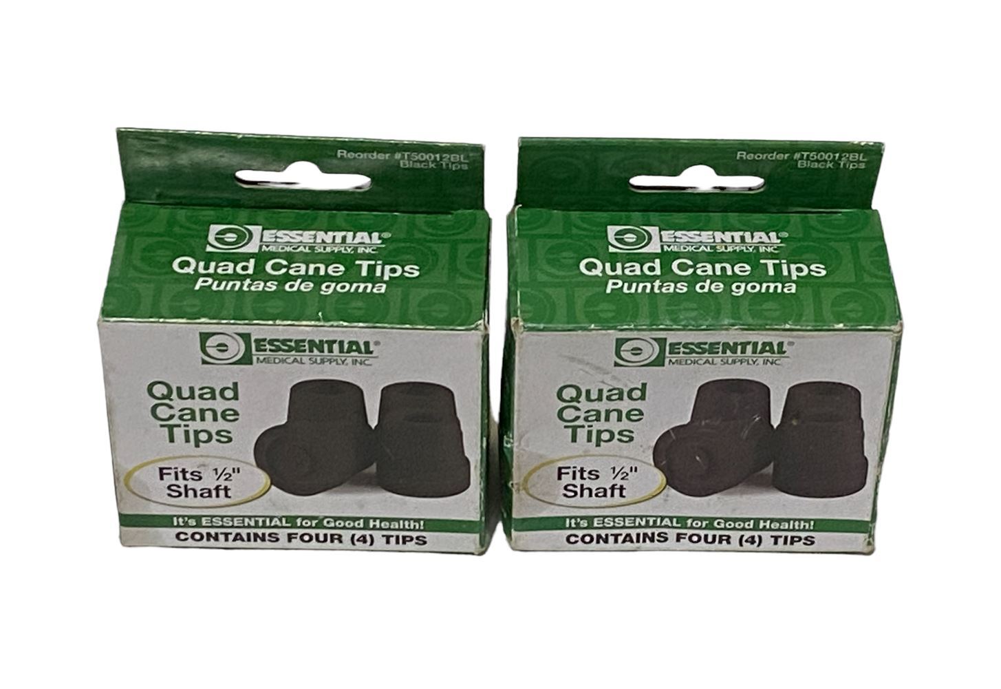 2 Pack -Essential Medical Supply T50012BL Quad Cane Tips, Fits 1/2" Shaft - New