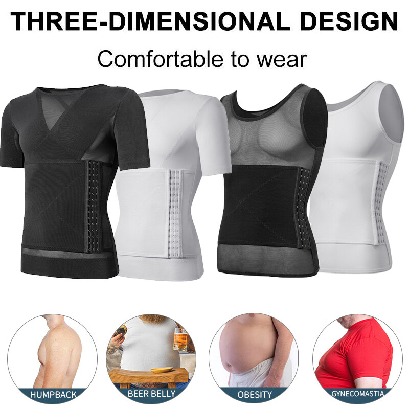 Men Gynecomastia Compression Vest Belly Tummy Control Tank Top Shirt Body Shaper