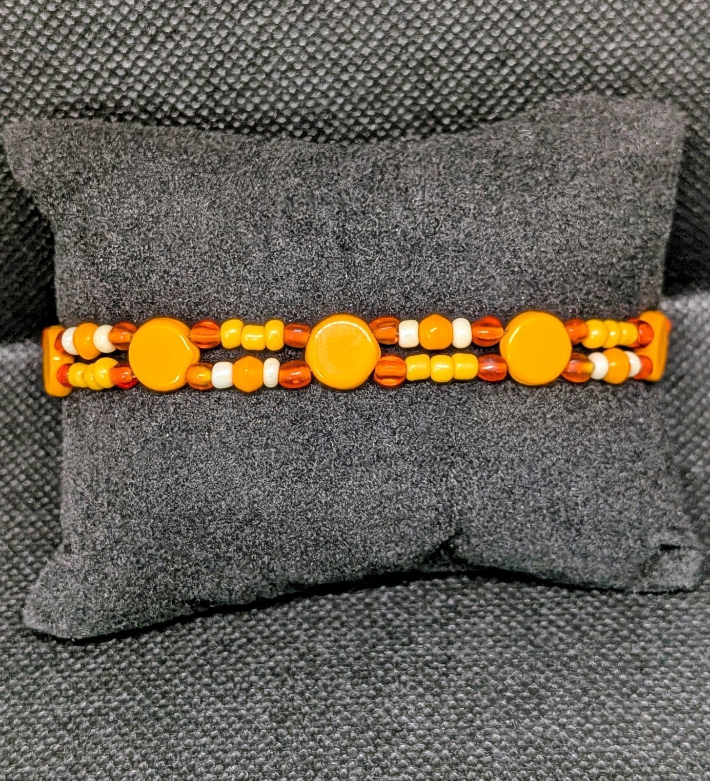 Vibrant Juicy Orange and Yellow Handmade Beaded Bracelet