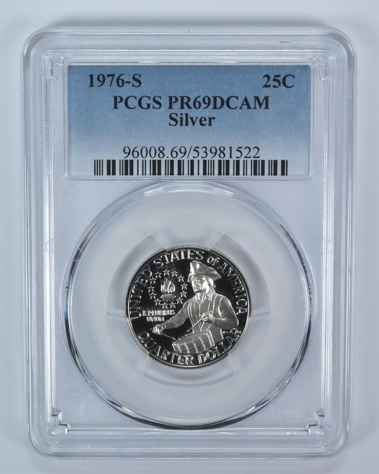 1976-S Washington Quarter Silver PR69 DCAM PCGS Blue Label