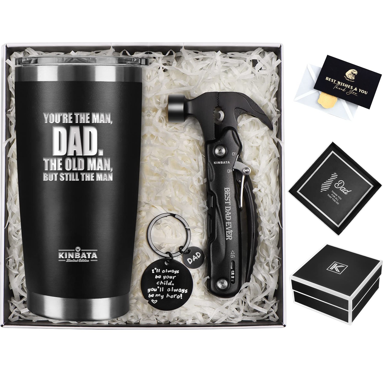 KINBATA Birthday Gift For Dad-Fathers Best Day 20 Ounces, A-DAD Multitool SET