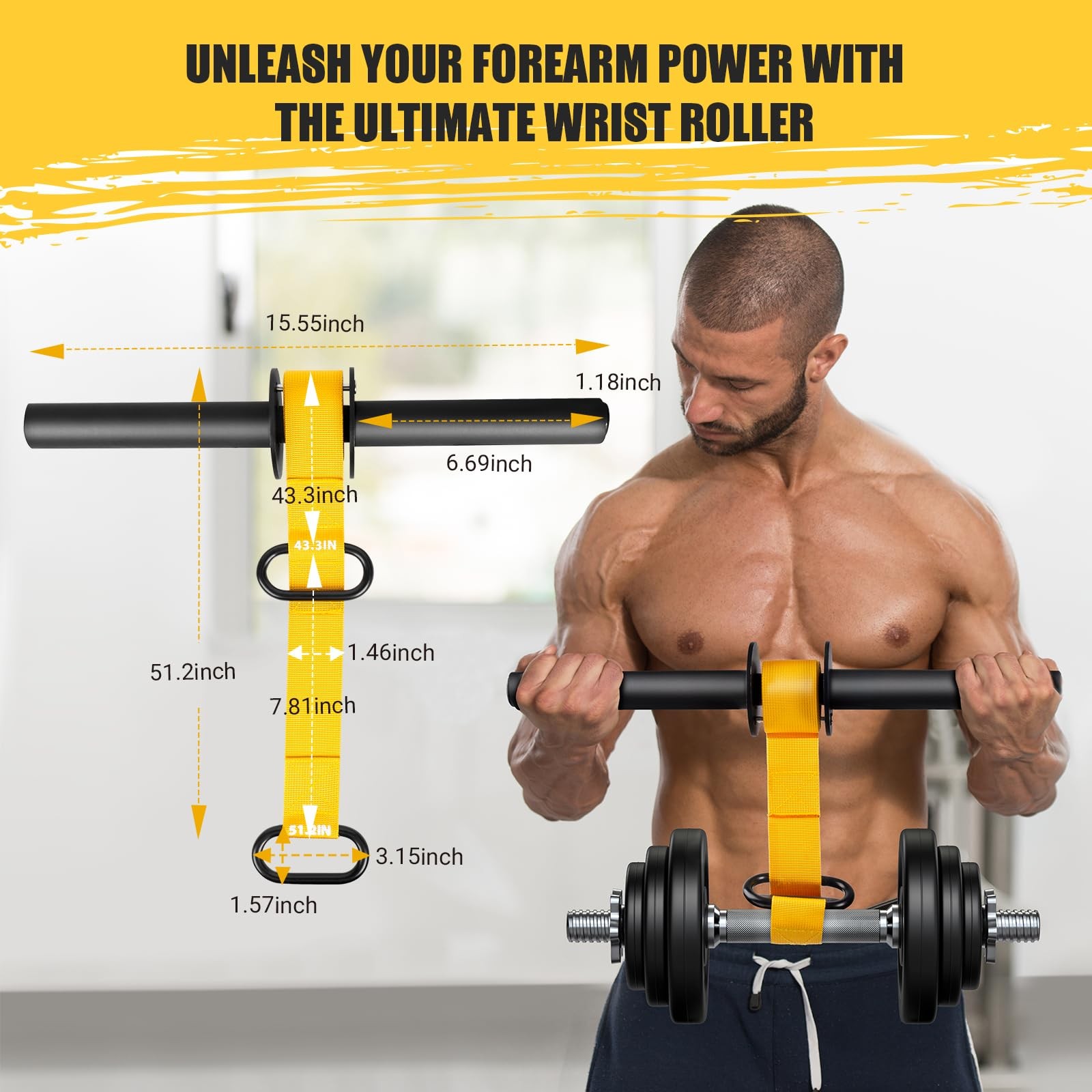Forearm Strengthener and Wrist Roller, 43.3 in Or 51.2 in Ultra-Strong Nylon ...