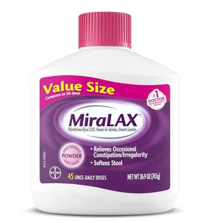 MiraLAX Laxative Powder, Gentle Constipation Relief, 45 Doses