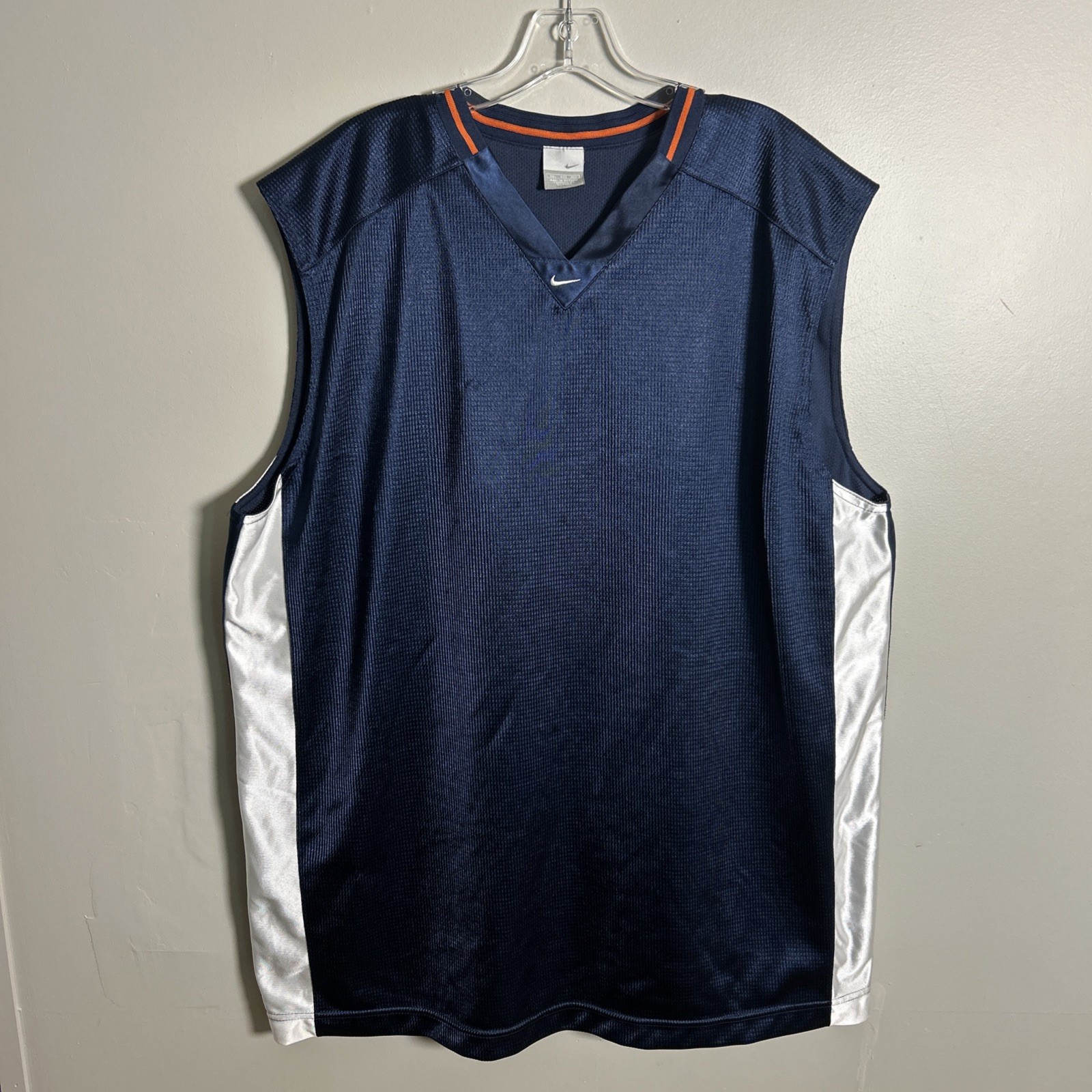 VTG 90s Nike Mens 3XL Satin Swoosh Basketball Blue Tank Top Jersey Auburn Colors