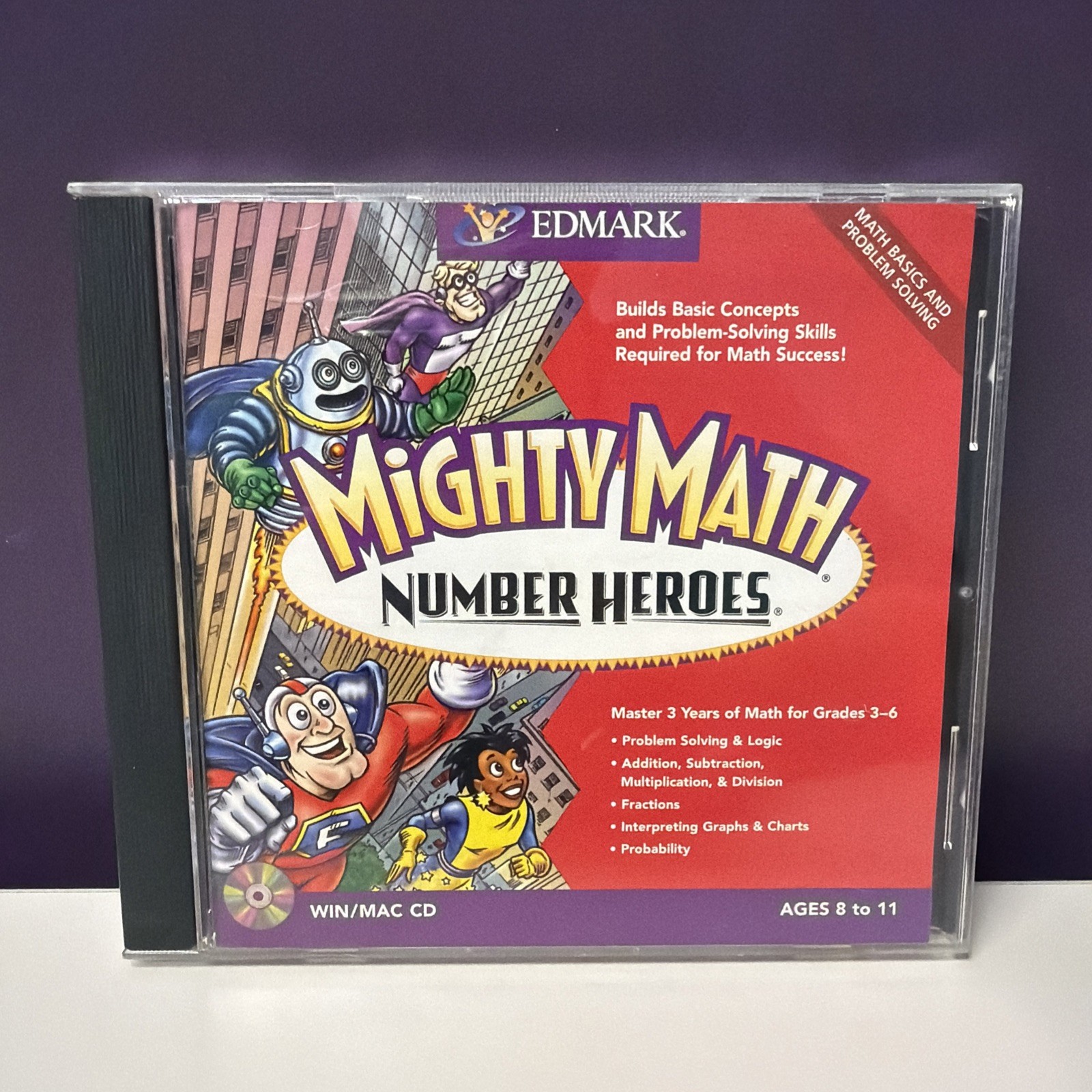 Mighty Math Number Heroes PC CD-ROM Edmark Education Computer Game Grades 3-6