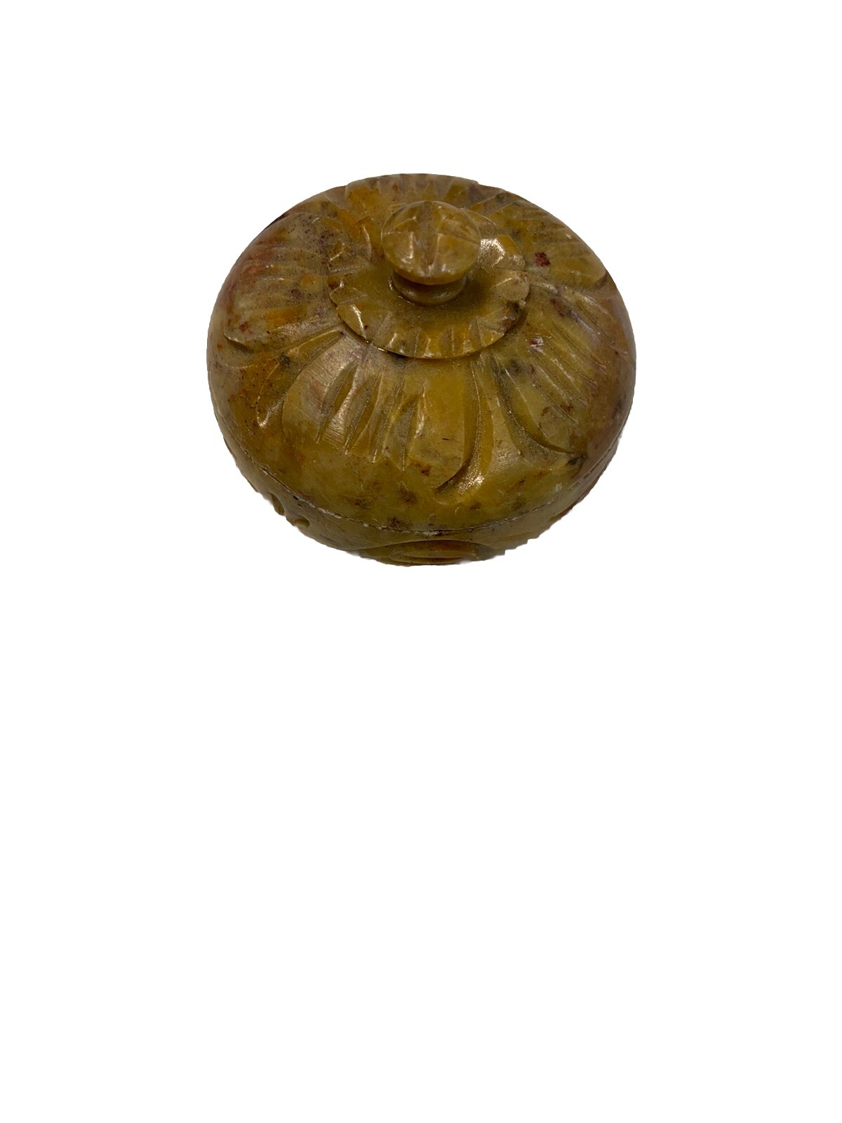 VINTAGE Miniature Small Carved Stone Trinket Box