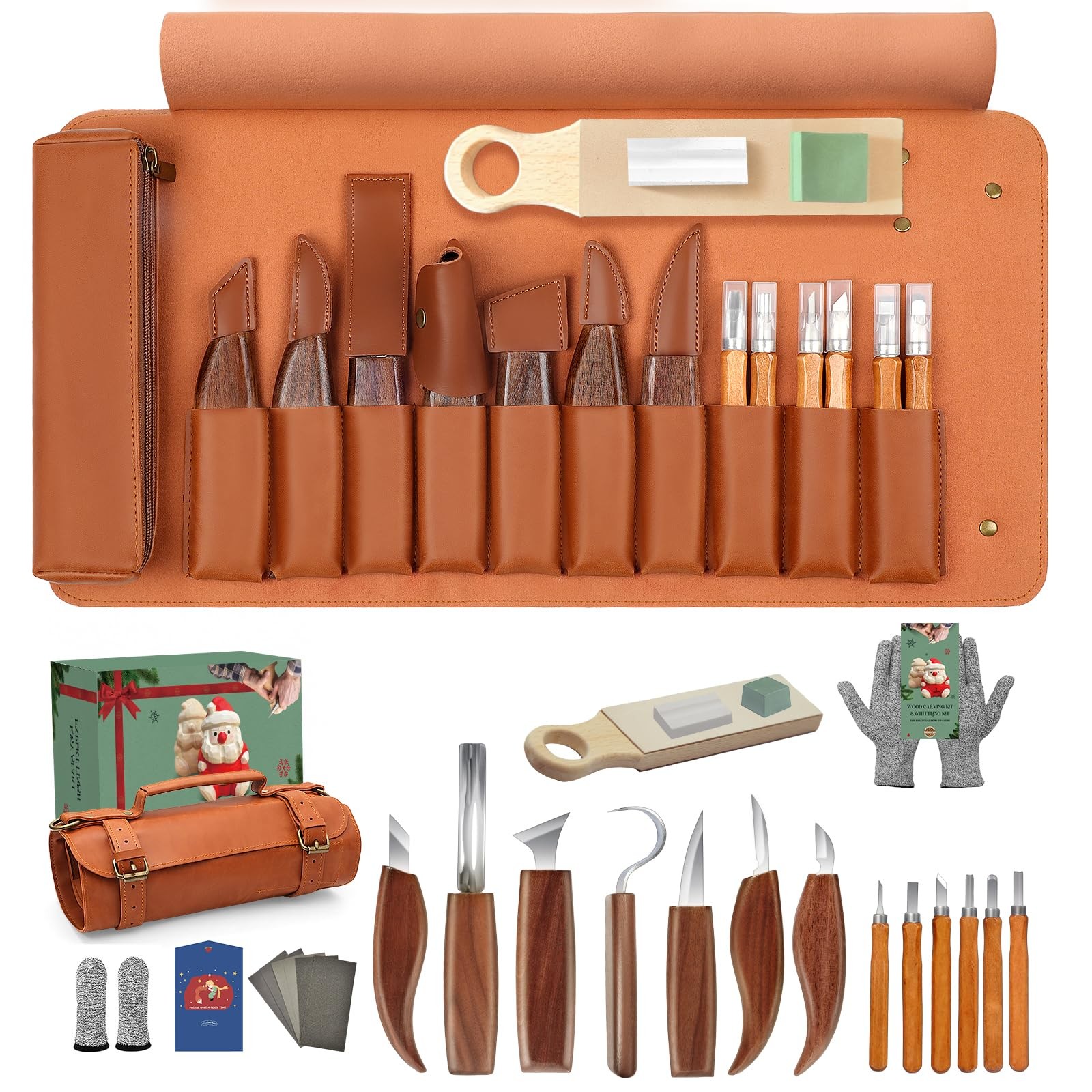Whittling Kit for Adult Beginners, 29Pc Wood Carving Tools Set: 7 Knives, 6 D...