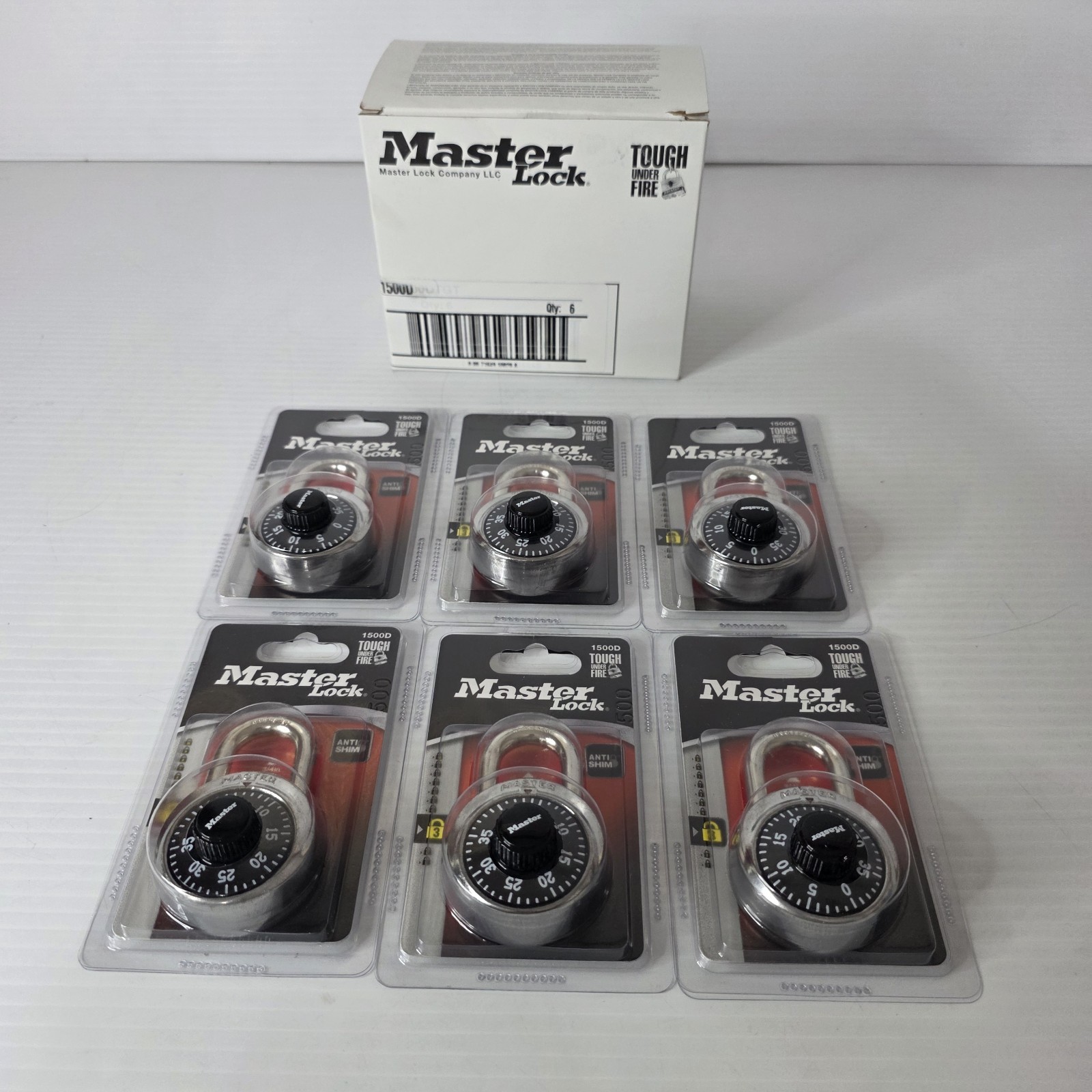 Lot Of 6 Master Lock 1500D Lock Combination Padlock School Gym Locker Black New