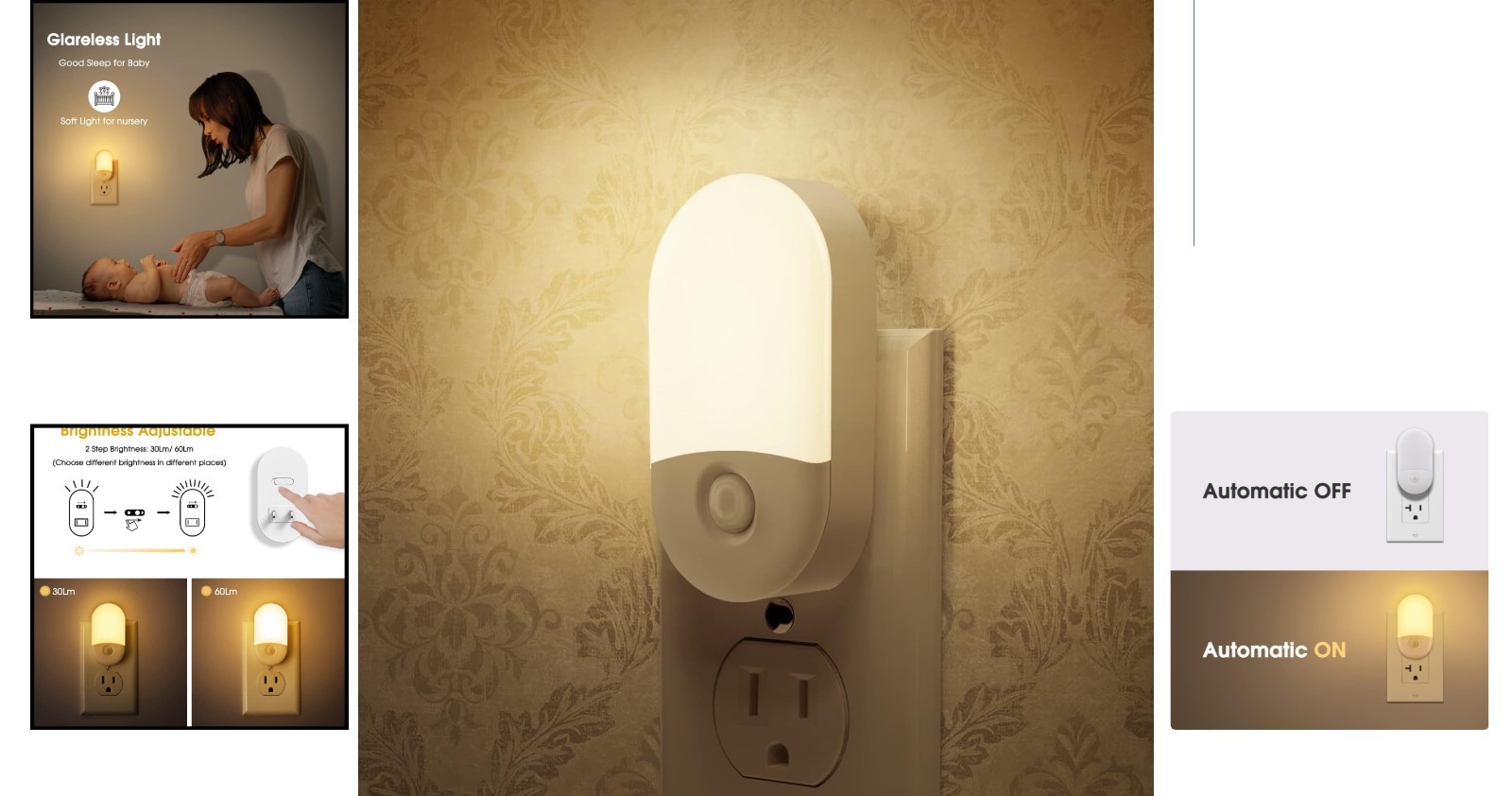 Adjustable Brightness LED Night Lights [2 Pack] - Energy Efficient & Reliable