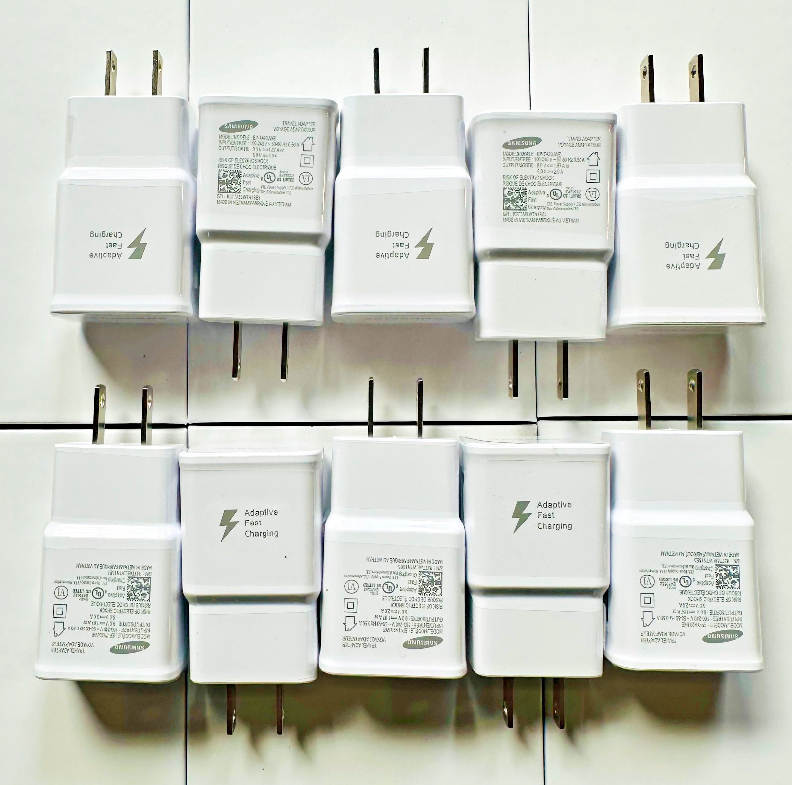 Samsung OEM Fast Adaptive Charger EP-TA20JWE Travel Block | LOT of 5 or 10