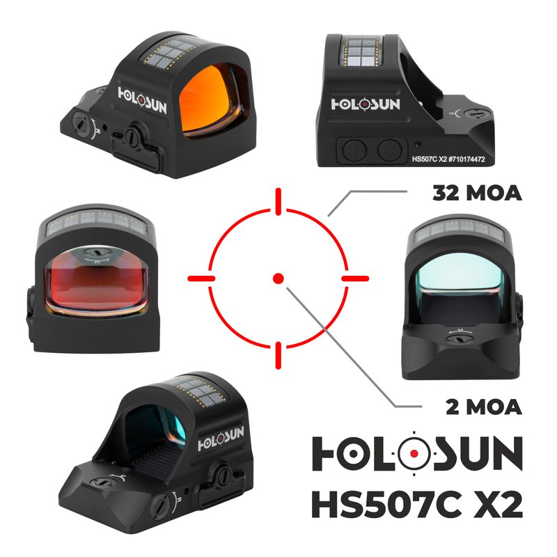 Holosun Open Reflex Optical Red Dot Sight HS507C X2 with Cleaning Cloth Bundle