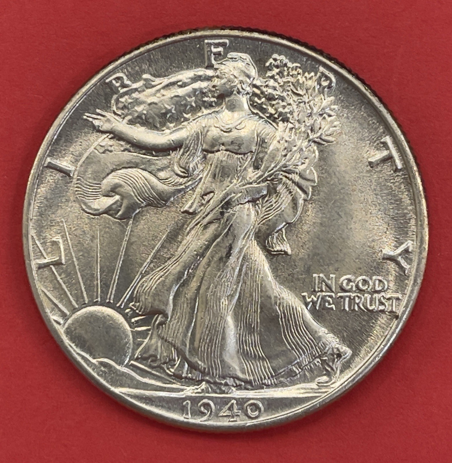1940 P Walking Liberty Silver Half Dollar, Choice to Gem Uncirculated.