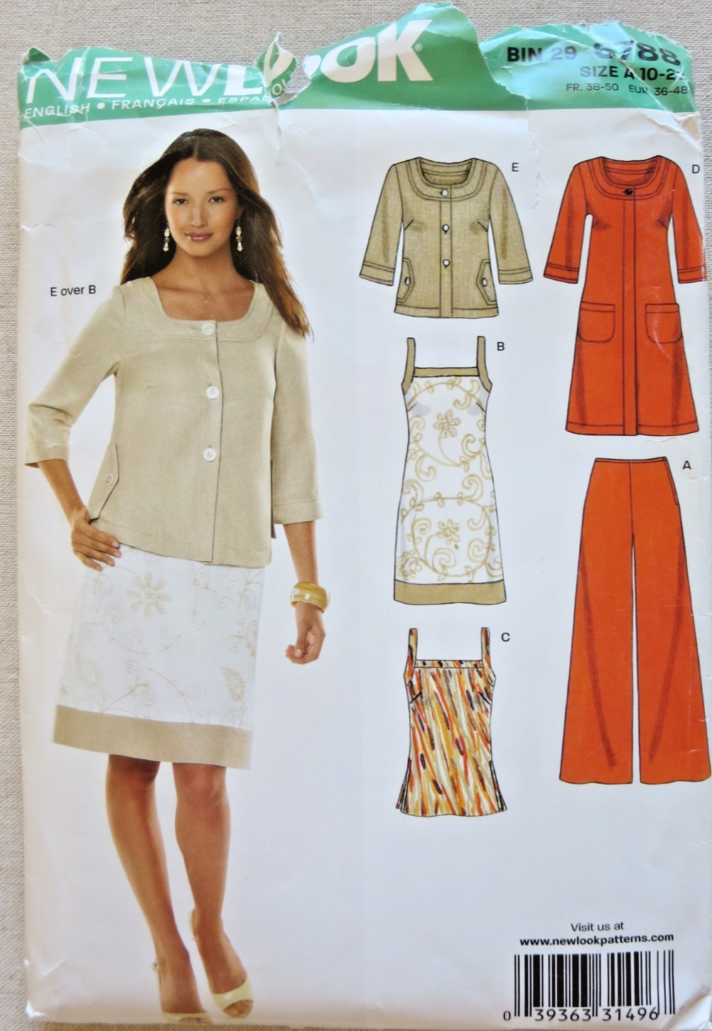 New Look 6788 Size 10-22 Misses Dress Top Jacket Pants Pattern UNCUT