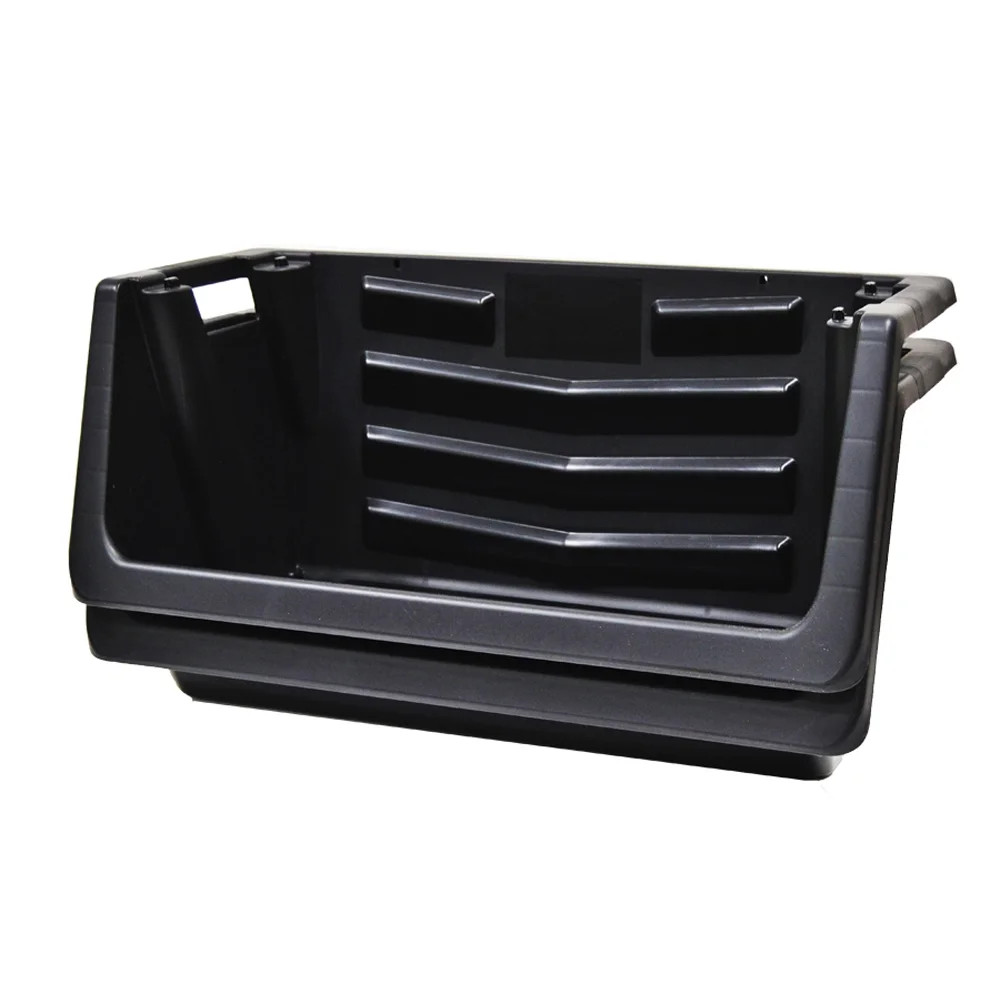 Heavy Duty Nesting Plastic Stack Bin, Black