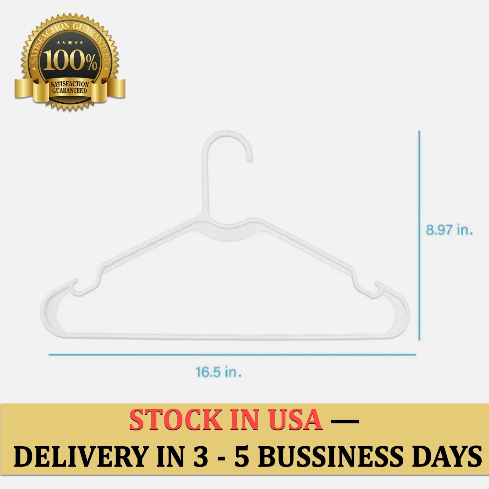 Heavy-Duty Non-Slip Plastic Clothes Hangers with Double Hooks White 10 Pack