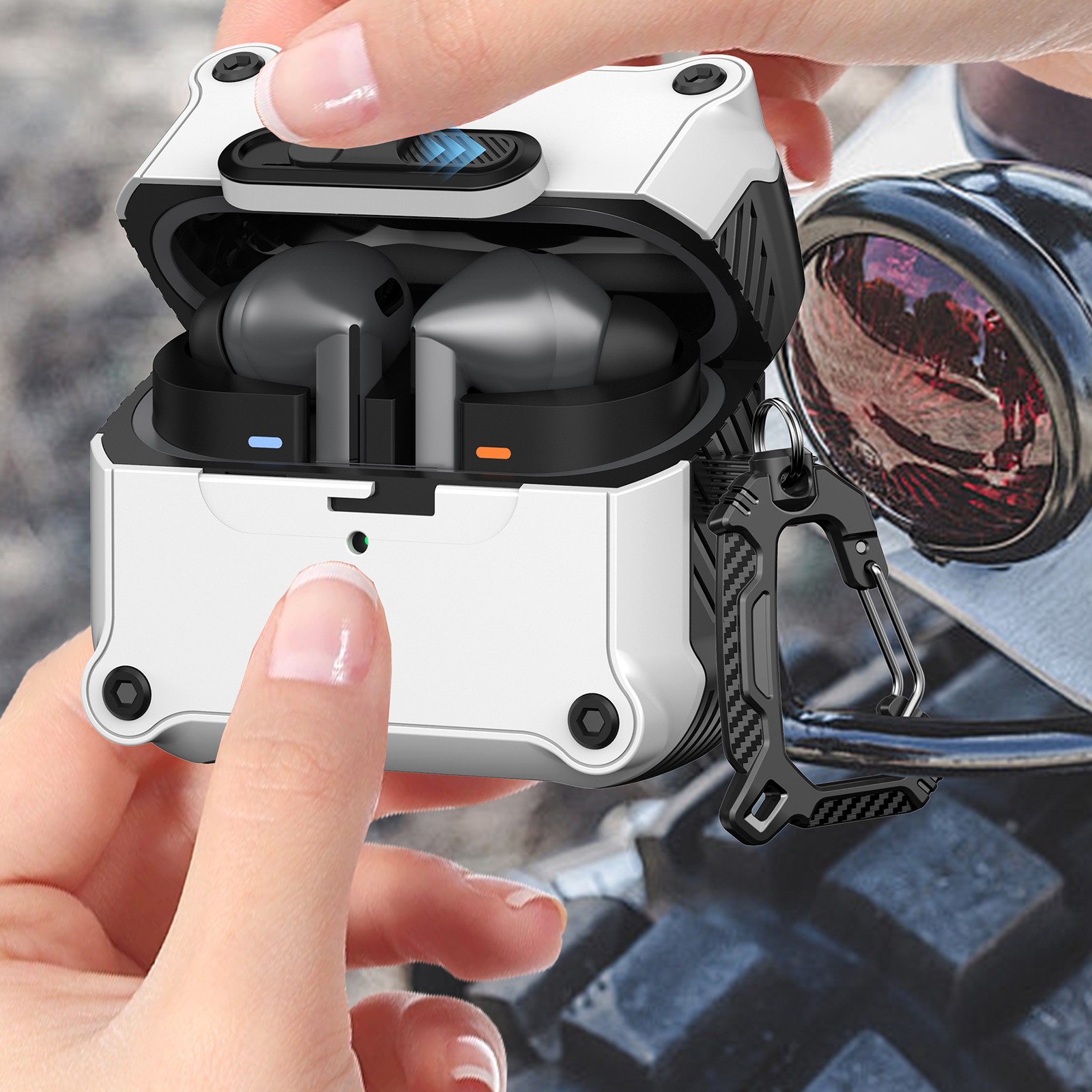 For Samsung Galaxy Buds 3/3 Pro/3 FE Shockproof Armor Lock Case Cover+Keychain
