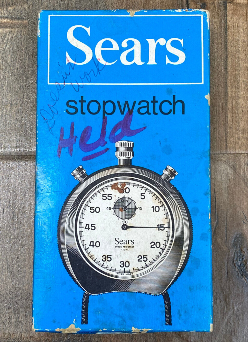 Vintage Sears 1/5TH White Stopwatch  Works Great! Original Box