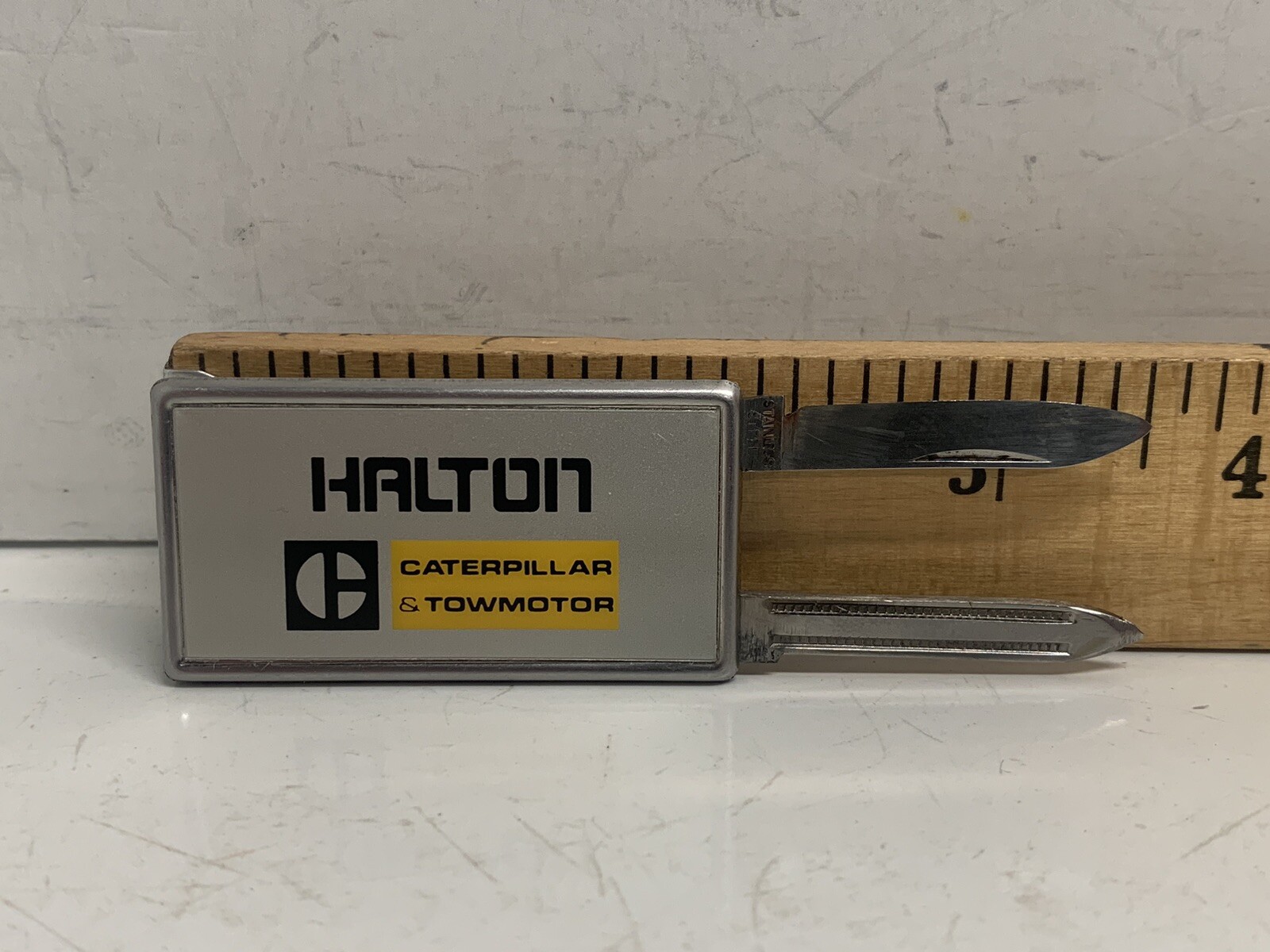 Galton Caterpillar An Tow motor Money Clip Knife Stainless Steel Japan A020