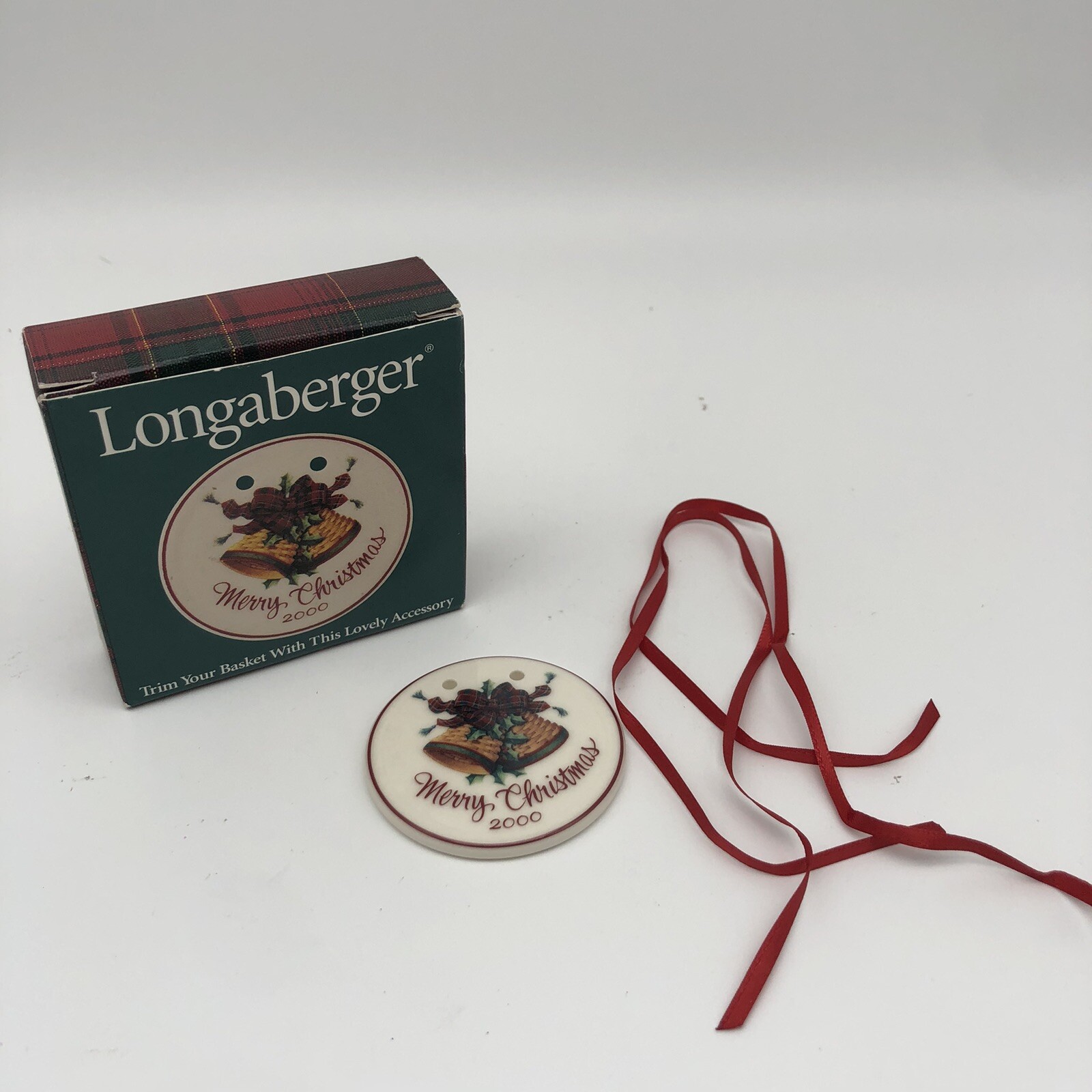 VINTAGE Longaberger 2000 Merry Christmas Basket  Tie On
