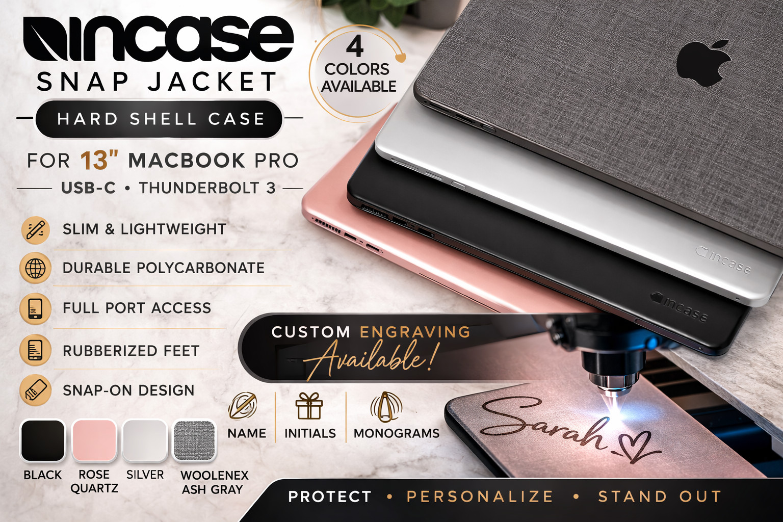 MacBook Pro 13 Case 2016-2022 M1 M2 A2338 Hard Shell + Custom Option Incase NEW