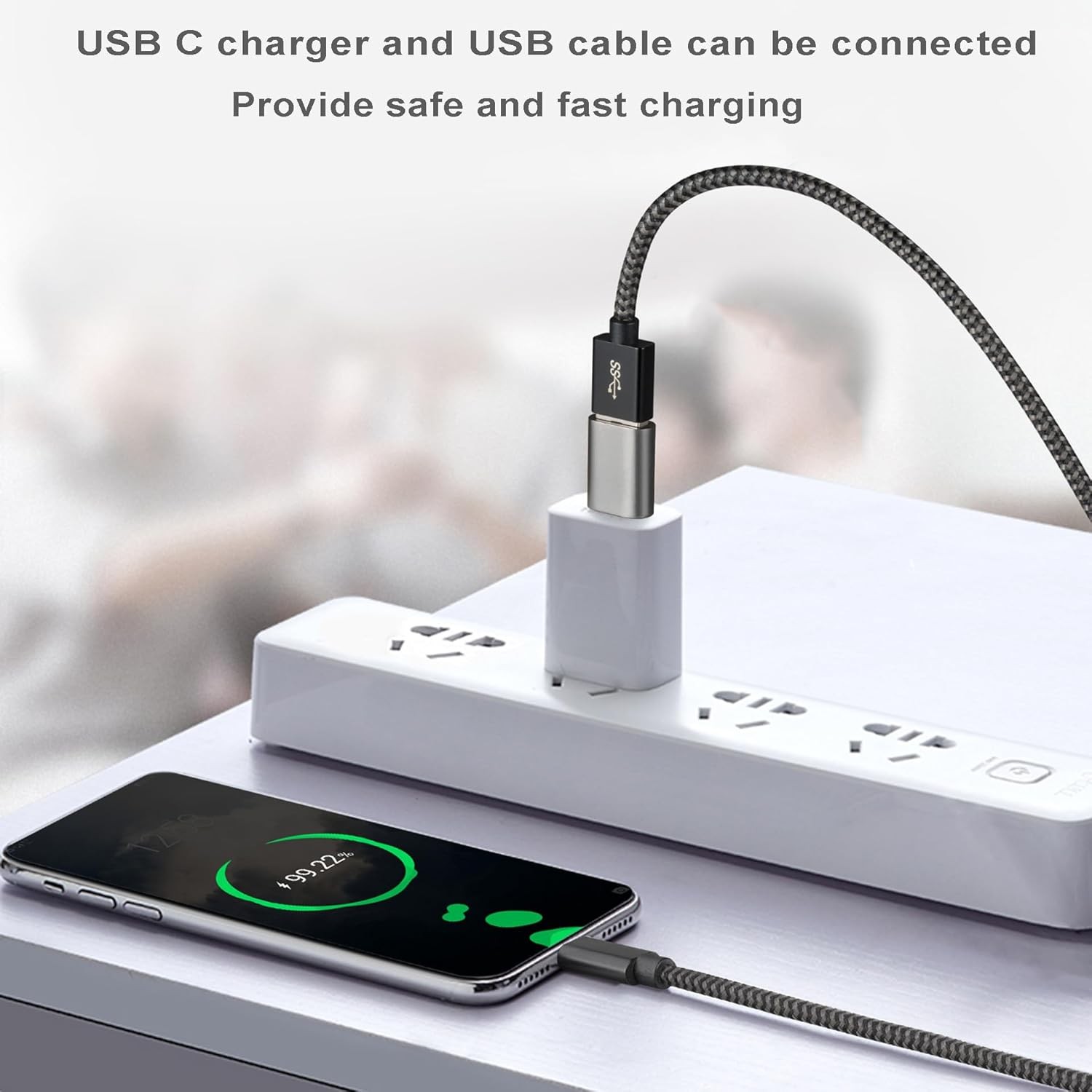USB C to Adapter 3.1 Gen 2, 10Gbps C Adapter, USB-C Chrome