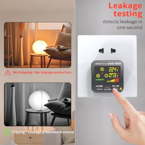 Socket Tester, Plug Tester for Electrical outlets,ZT-E4, Leakage Detector with
